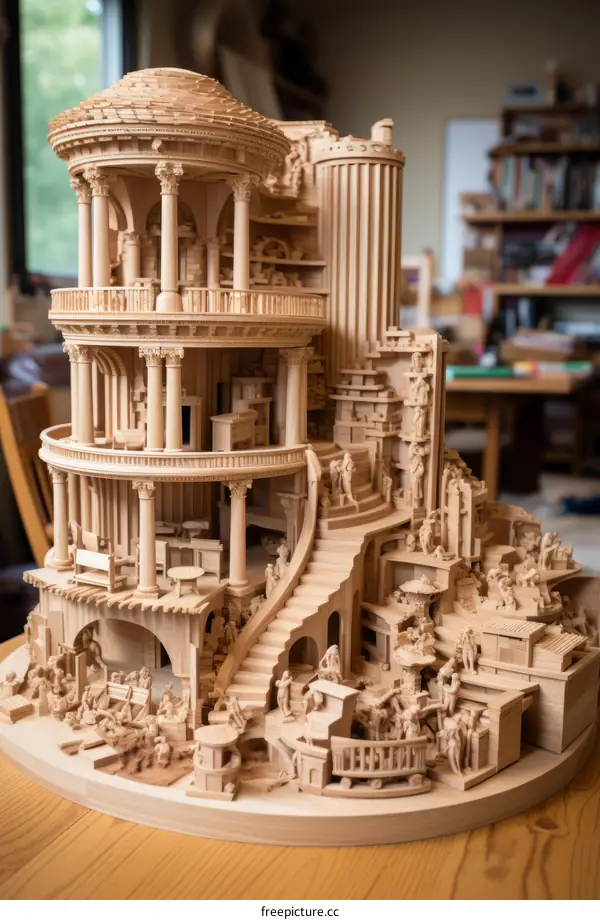 The wooden carving of the Parthenon