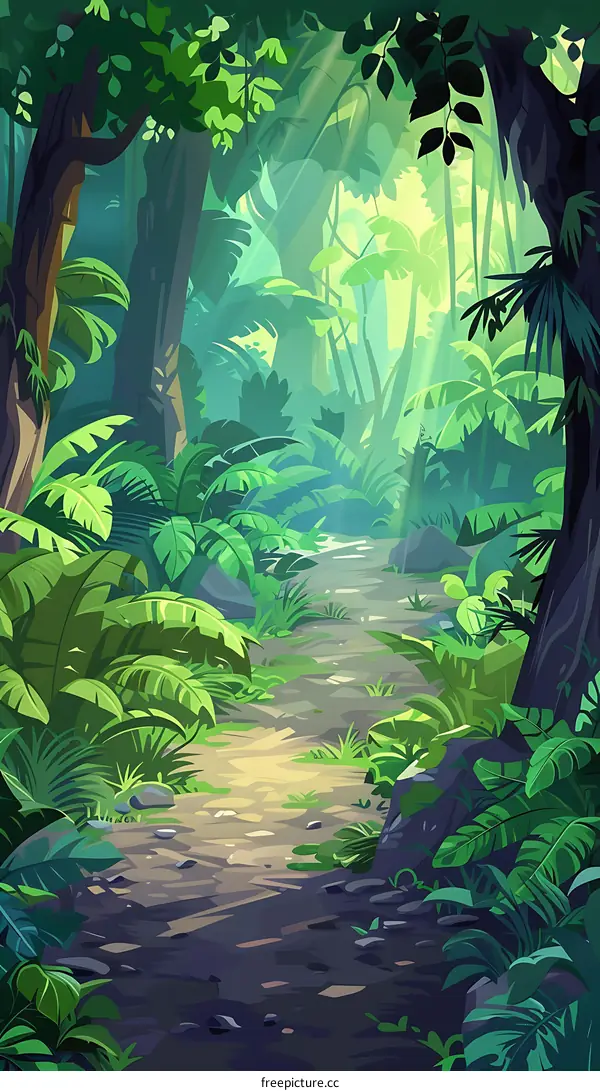 Jungle Path with Sunlight
