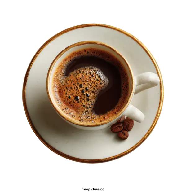 [Transparent Background PNG]Top View of a Cup of Coffee