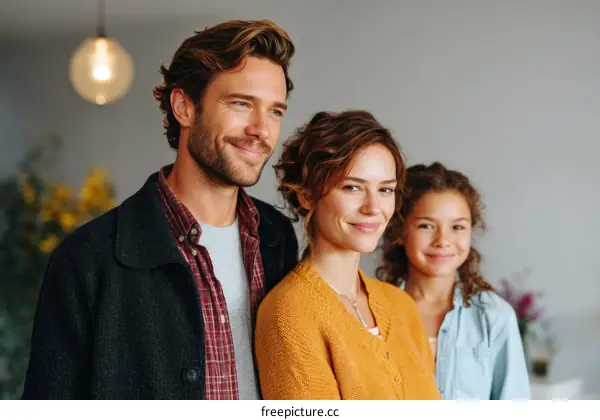 Happy Family Portrait in a Cozy Interior