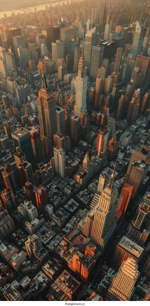 Manhattan Sunset Panorama: NYC Skyline & Skyscrapers