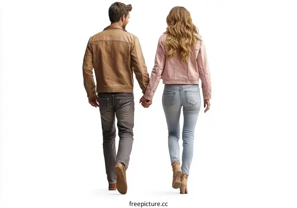 Couple Walking Hand-in-Hand Fashion