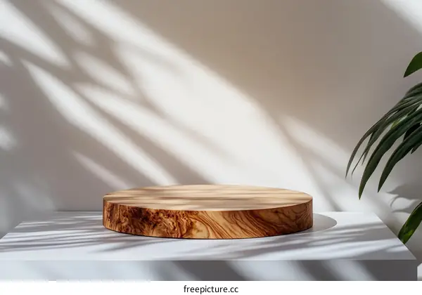 Wooden Display Platform with Natural Light