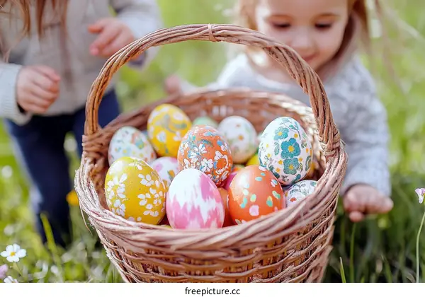 Easter Egg Basket with Children
