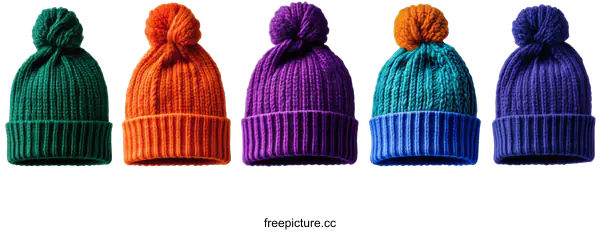 [Transparent Background PNG]Colorful Knitted Beanie Hats Collection