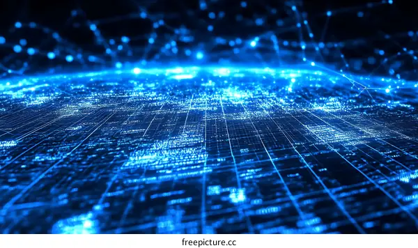 Digital Networked Cityscape Illustration