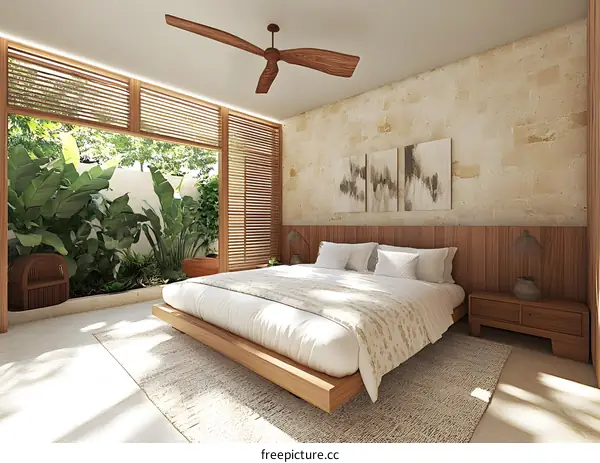 Modern Minimalist Bedroom Design with Natural Light and Wooden Accents