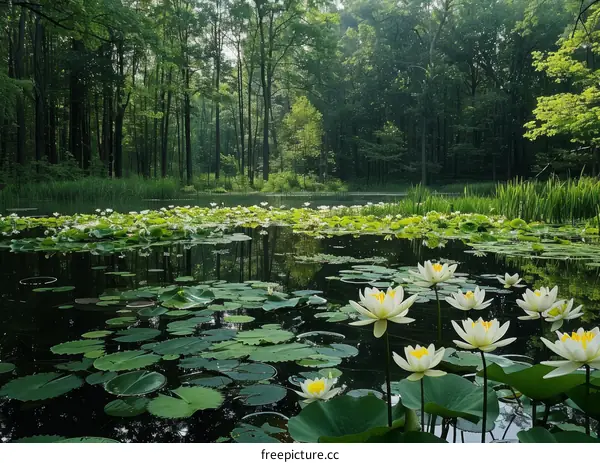 Summer Serenity: Tranquil Pond in the Woods