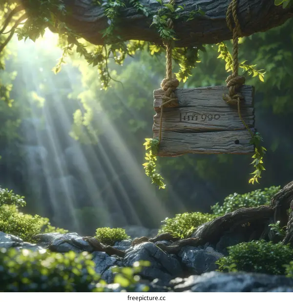 Sunlight shining through the forest canopy