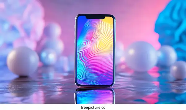 Abstract Colorful Phone Background with Reflective Surface