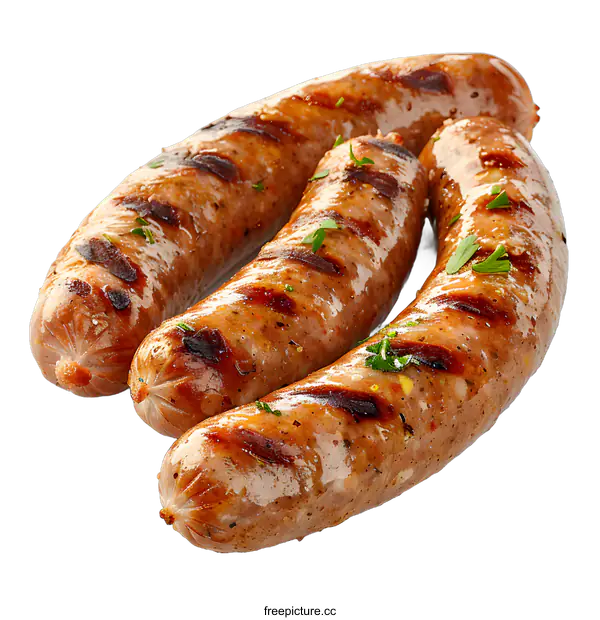 [Transparent Background PNG]three grilled sausages