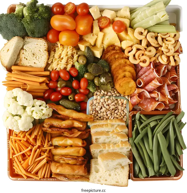 Variety of Food Items Arranged On Tray For Party