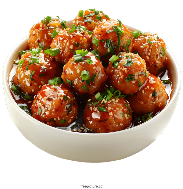 [Transparent Background PNG]Sweet and Sour Chicken Meatballs in a Bowl