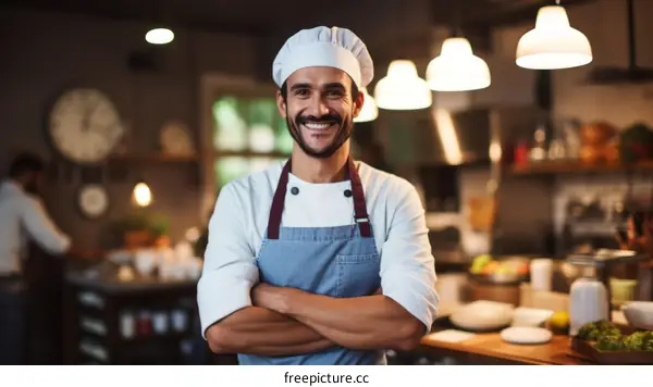 Portrait of a Smiling Chef in a Commercial Kitchen