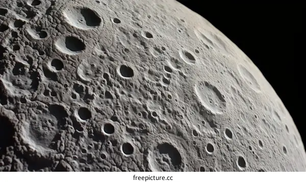 Close-up of Moon Surface Craters