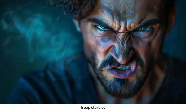 Closeup Portrait of an Angry Caucasian Man