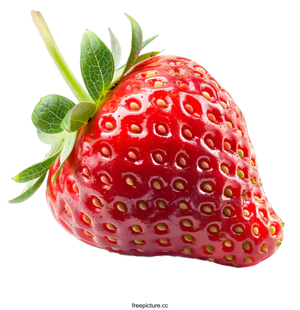 [Transparent Background PNG]Fresh Ripe Red Strawberry Isolated On White Background