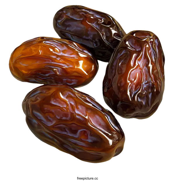[Transparent Background PNG]Close Up of Four Dried Dates