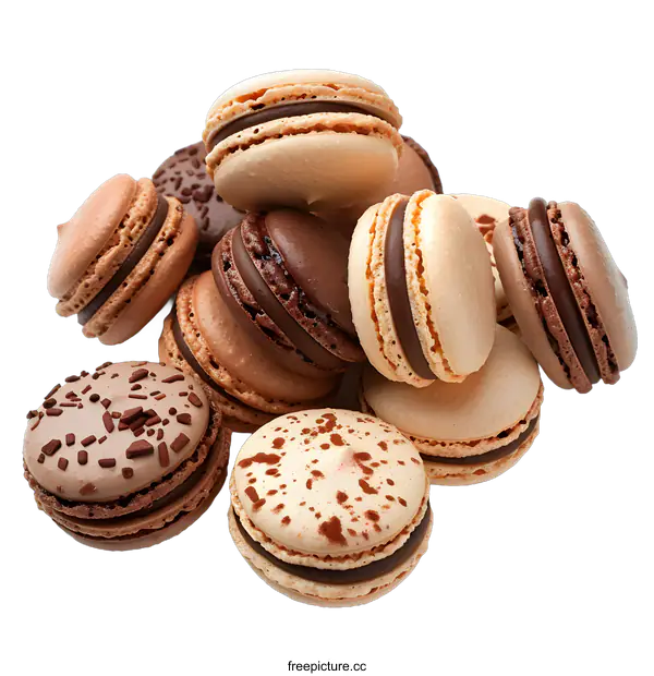 [Transparent Background PNG]Pile of Chocolate Macarons