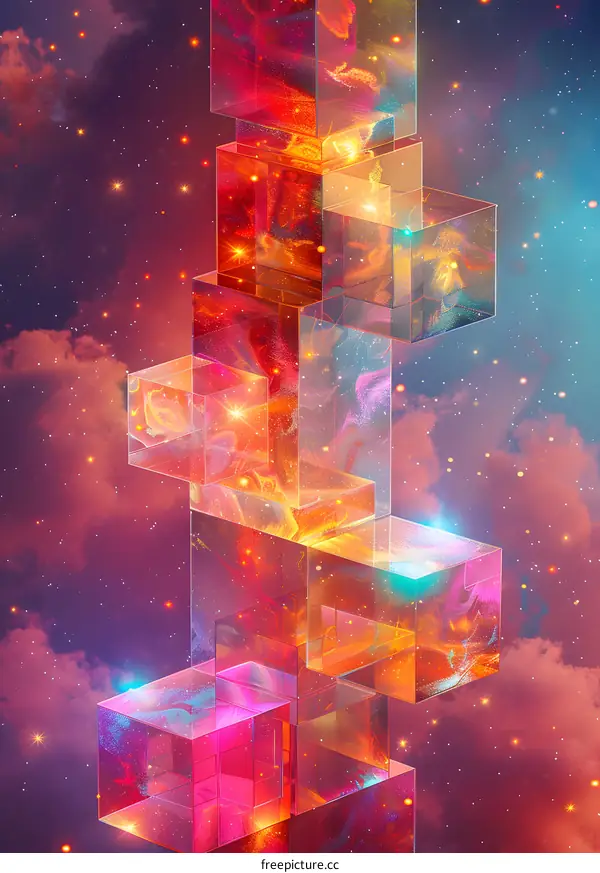 Colorful 3D cubes floating in space