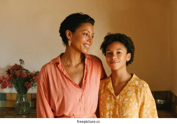 Mother and Daughter Posing Together
