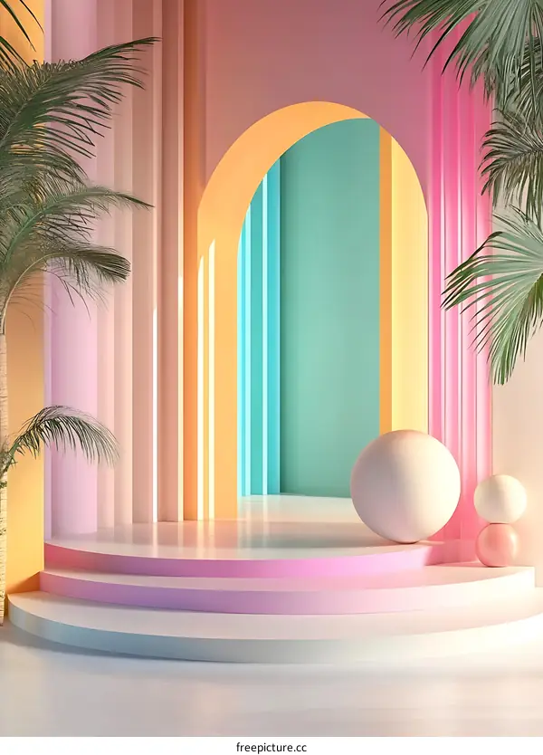 Abstract Background with Pastel Colors and Arches