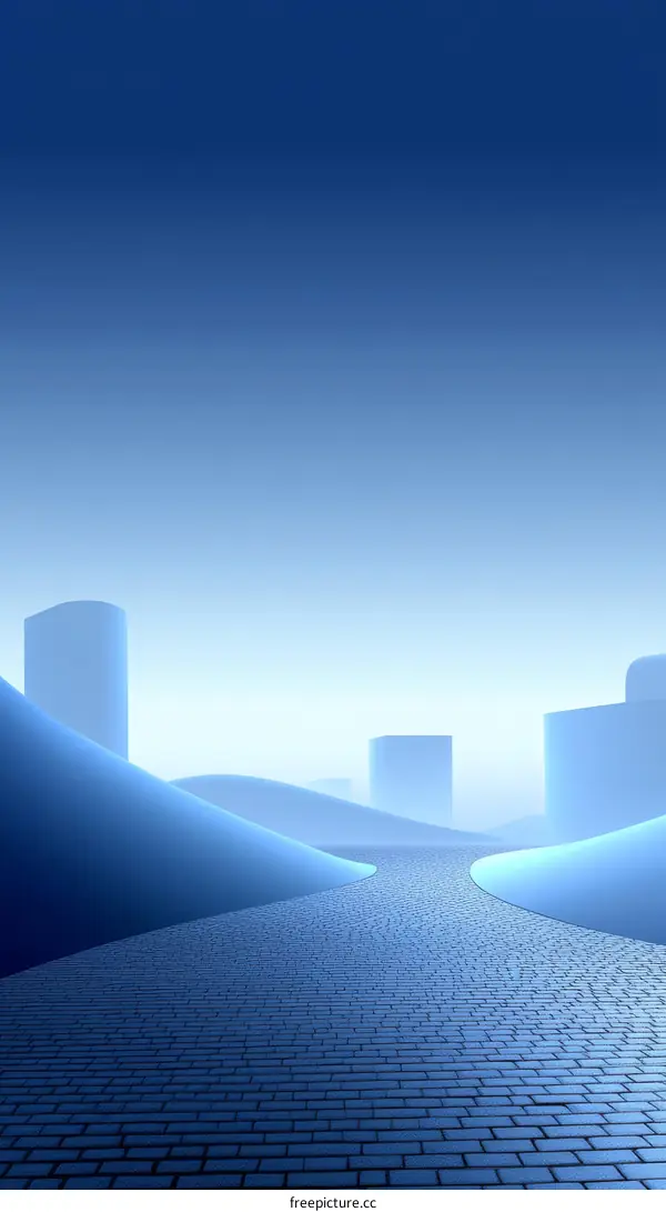 Abstract Blue Cityscape Pathway Illustration