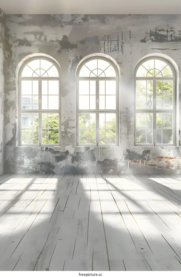 Empty Room with Windows and Sunbeams