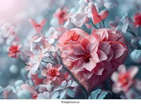 Pink flowers blooming in a spring garden