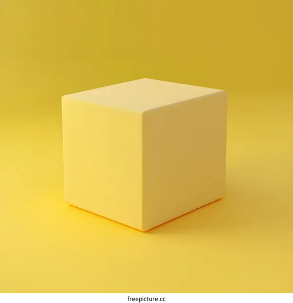 Yellow Cube on Yellow Background Minimalist Product Display