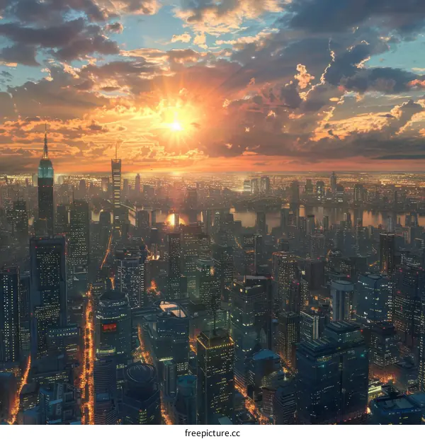 A beautiful sunset over a city