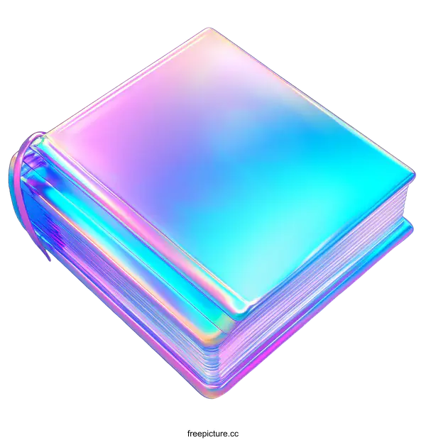 [Transparent Background PNG]Holographic Book Illustration with Gradient Effect