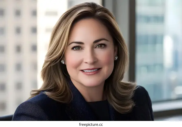 Portrait of a Smiling Woman in a Business Suit