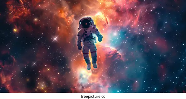 Astronaut in Spacesuit Explores Vast Universe of Stars