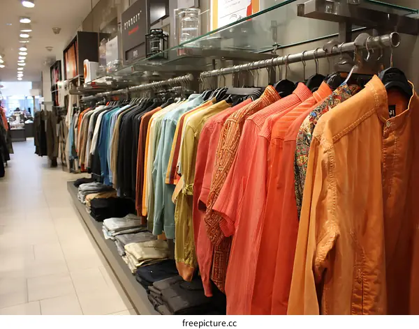 Colorful Mens Shirts Displayed in a Modern Retail Store