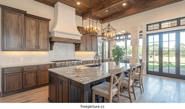 Rustic Farmhouse Kitchen with Large Windows
