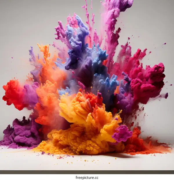 Colorful powder explosion on white background