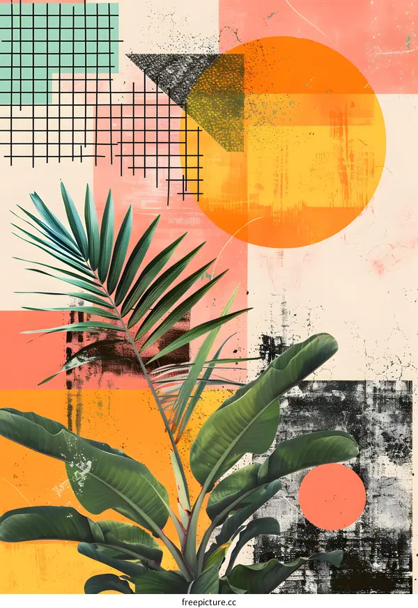 Tropical Leaves Collage Abstract Art