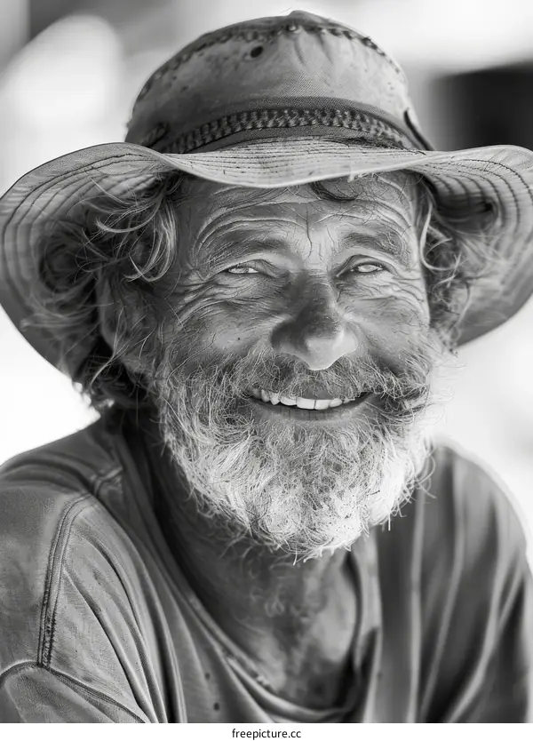 Portrait of a Smiling Senior Man in a Hat
