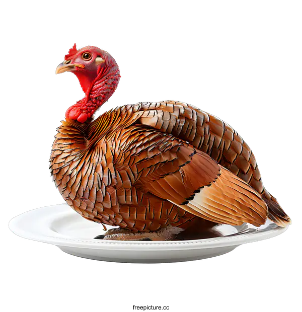[Transparent Background PNG]Bronze Turkey on Plate