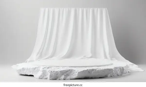 Minimalist White Fabric Draped Display Platform