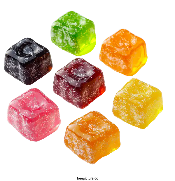 [Transparent Background PNG]Assorted Colorful Square Hard Candies
