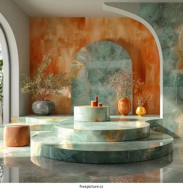 Modern Interior Design with Teal and Orange Accents