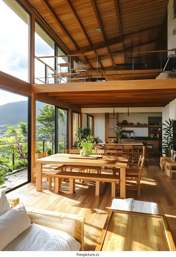 Modern Open Plan Wooden Home With Large Windows