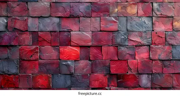 Gray and Red Stone Wall Tiles