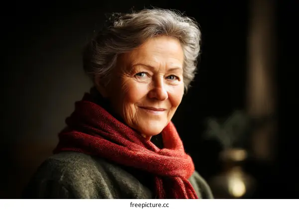Portrait of a Senior Woman with a Scarf