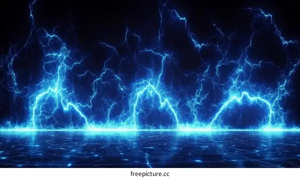 Electric Lightning Striking a Reflective Floor
