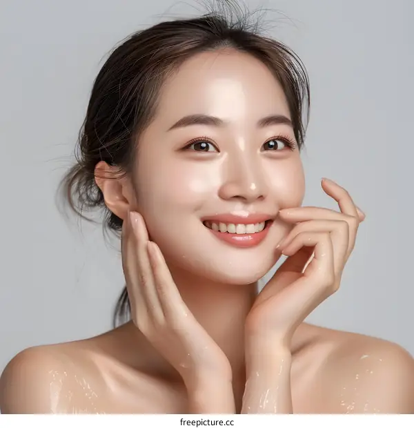 Beautiful Asian Woman with Glowing Skin