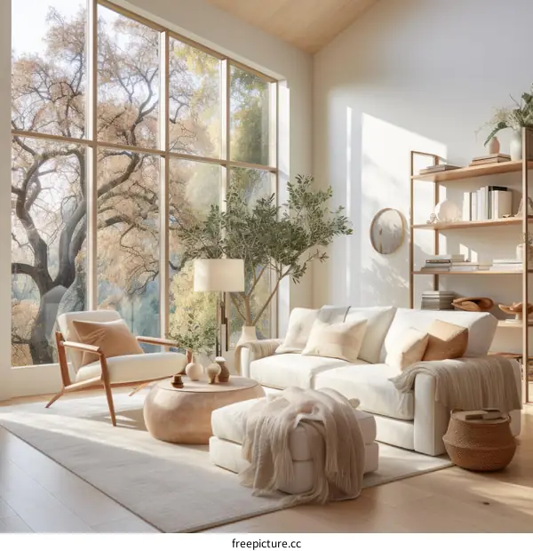A bright and airy living room with a large windows