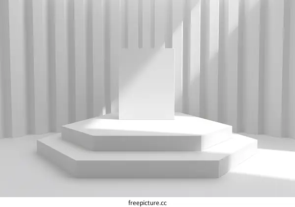 White Minimalist Product Display Stand with Hexagon Platform